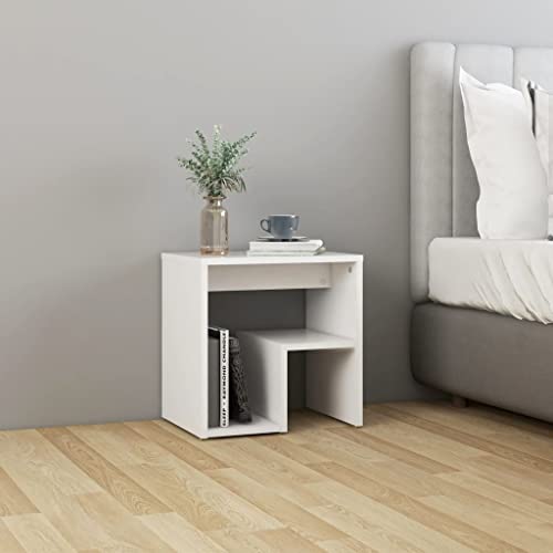 SDWEHO7 Nachttisch mit 2 Ablageflächen, Side Table, Kaffeetisch, Beistelltisch für Wohnzimmer Schlafzimmer Arbeitszimmer, Flur, Weiß 40x30x40 cm Holzwerkstoff von SDWEHO7