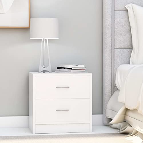 SDWEHO7 Nachttisch mit 2 Schublade, Nachtschrank, Beistelltisch, Nachtkonsole, Nachtkommode, Schlafzimmer-Möbel, Ablagetisch, Beistellschränke, Weiß 40x30x40 cm Holzwerkstoff von SDWEHO7