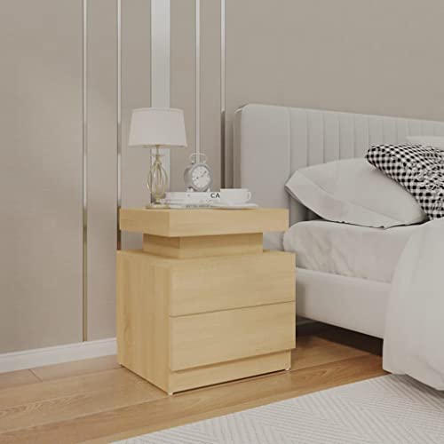 SDWEHO7 Nachttisch mit 2 Schublade, Nachtschrank, Lampentisch, Beistelltisch, Beistellschränke für Schlafzimmer und Wohnzimmer, Ablagetisch, Sonoma-Eiche 45x35x52 cm Holzwerkstoff von SDWEHO7