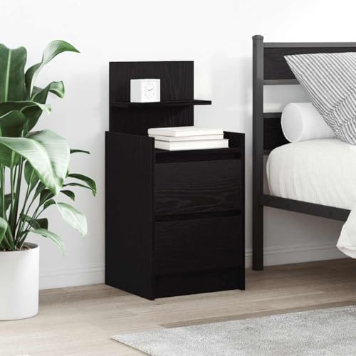 Nachttisch mit 2 Schubladen und 2 offene Ablage, Side Table, Kaffeetisch, Beistelltisch für Schlafzimmer, Wohnzimmer, Schwarz 38x34x80 cm Holzwerkstoff Nachttisch mit 2 Schubladen und 2 offene Ablage, Side Table, Kaffeetisch, Beistelltisch für Schlafzimmer, Wohnzimmer, Schwarz 38x34x80 cm Holzwerkstoff von SDWEHO7