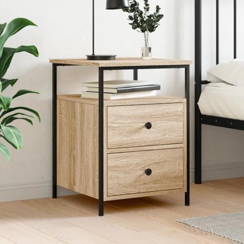 SDWEHO7 Nachttisch mit 2 Schubladen und Ablageflächen, Side Table, Kaffeetisch, Beistelltisch für Wohnzimmer Schlafzimmer Home Lagerung, Sonoma-Eiche 44x45x60 cm Holzwerkstoff SDWEHO7 Nachttisch mit 2 Schubladen und Ablageflächen, Side Table, Kaffeetisch, Beistelltisch für Wohnzimmer Schlafzimmer Home Lagerung, Sonoma-Eiche 44x45x60 cm Holzwerkstoff von SDWEHO7