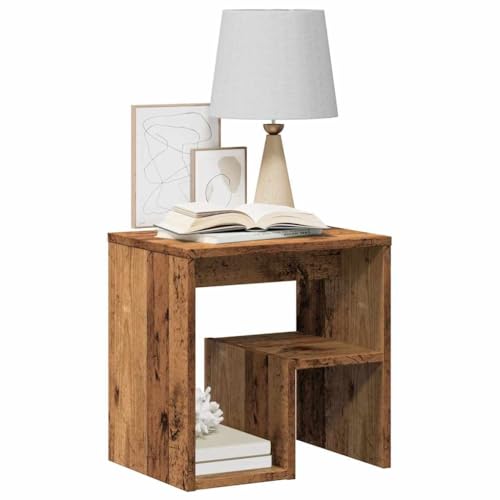 SDWEHO7 Nachttisch mit 2 offene Ablage, Büroschrank, Beistelltisch, Sofatisch für Schlafzimmer Wohnzimmer, Altholz-Optik 40x30x40 cm Holzwerkstoff von SDWEHO7