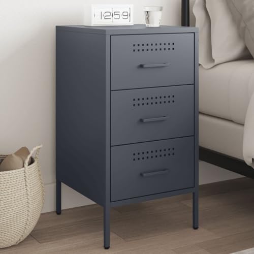 SDWEHO7 Nachttisch mit 3 Schubladen, Side Table, Kaffeetisch für Wohnzimmer Schlafzimmer Arbeitszimmer, Anthrazit 36x39x68 cm Stahl SDWEHO7 Nachttisch mit 3 Schubladen, Side Table, Kaffeetisch für Wohnzimmer Schlafzimmer Arbeitszimmer, Anthrazit 36x39x68 cm Stahl von SDWEHO7