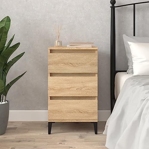 SDWEHO7 Nachttisch mit 3 Schubladen, Side Table mit Metallbeinen, Kaffeetisch, Beistelltisch für Wohnzimmer Schlafzimmer Arbeitszimmer, Sonoma-Eiche 40x35x70 cm Holzwerkstoff SDWEHO7 Nachttisch mit 3 Schubladen, Side Table mit Metallbeinen, Kaffeetisch, Beistelltisch für Wohnzimmer Schlafzimmer Arbeitszimmer, Sonoma-Eiche 40x35x70 cm Holzwerkstoff von SDWEHO7