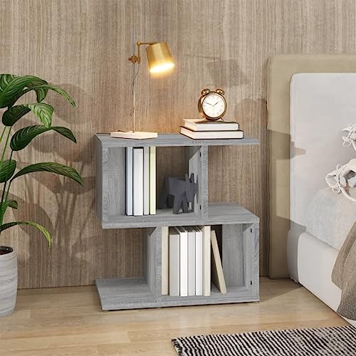 SDWEHO7 Nachttisch mit 4 offene Fächer, Kaffeetisch, Beistelltisch für Wohnzimmer Schlafzimmer Arbeitszimmer, Grau Sonoma 50x30x51,5 cm Holzwerkstoff von SDWEHO7