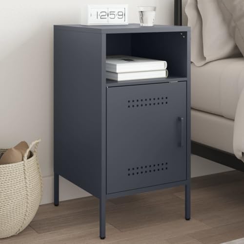 SDWEHO7 Nachttisch mit Tür 2 Ablage, Side Table, Kaffeetisch für Wohnzimmer Schlafzimmer Arbeitszimmer, Anthrazit 36x39x68 cm Stahl SDWEHO7 Nachttisch mit Tür 2 Ablage, Side Table, Kaffeetisch für Wohnzimmer Schlafzimmer Arbeitszimmer, Anthrazit 36x39x68 cm Stahl von SDWEHO7