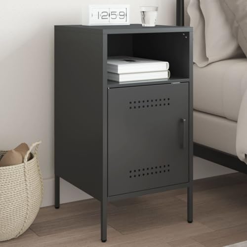 SDWEHO7 Nachttisch mit Tür 2 Ablage, Side Table, Kaffeetisch für Wohnzimmer Schlafzimmer Arbeitszimmer, Schwarz 36x39x68 cm Stahl SDWEHO7 Nachttisch mit Tür 2 Ablage, Side Table, Kaffeetisch für Wohnzimmer Schlafzimmer Arbeitszimmer, Schwarz 36x39x68 cm Stahl von SDWEHO7