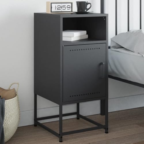 SDWEHO7 Nachttisch mit Tür und offene Ablage, Side Table, Kaffeetisch, Beistelltisch für Wohnzimmer Schlafzimmer Arbeitszimmer, Anthrazit 36x39x78 cm Stahl SDWEHO7 Nachttisch mit Tür und offene Ablage, Side Table, Kaffeetisch, Beistelltisch für Wohnzimmer Schlafzimmer Arbeitszimmer, Anthrazit 36x39x78 cm Stahl von SDWEHO7