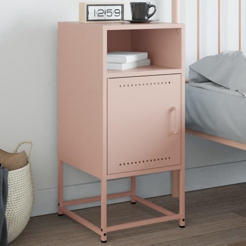 SDWEHO7 Nachttisch mit Tür und offene Ablage, Side Table, Kaffeetisch, Beistelltisch für Wohnzimmer Schlafzimmer Arbeitszimmer, Rosa 36x39x78 cm Stahl SDWEHO7 Nachttisch mit Tür und offene Ablage, Side Table, Kaffeetisch, Beistelltisch für Wohnzimmer Schlafzimmer Arbeitszimmer, Rosa 36x39x78 cm Stahl von SDWEHO7