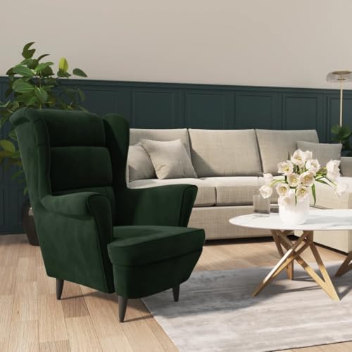 SDWEHO7 Ohrensessel, Gepolsterter Stuhl, Einzelsofa, Clubsessel, Fernsehsessel für Wohnzimmer, Schlafzimmer, Empfangsbereich, 74 x 84 x 100 cm Dunkelgrün Samt SDWEHO7 Ohrensessel, Gepolsterter Stuhl, Einzelsofa, Clubsessel, Fernsehsessel für Wohnzimmer, Schlafzimmer, Empfangsbereich, 74 x 84 x 100 cm Dunkelgrün Samt von SDWEHO7