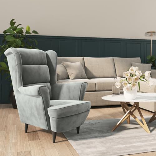 SDWEHO7 Ohrensessel, Gepolsterter Stuhl, Einzelsofa, Clubsessel, Fernsehsessel für Wohnzimmer, Schlafzimmer, Empfangsbereich, 74 x 84 x 100 cm Hellgrau Samt SDWEHO7 Ohrensessel, Gepolsterter Stuhl, Einzelsofa, Clubsessel, Fernsehsessel für Wohnzimmer, Schlafzimmer, Empfangsbereich, 74 x 84 x 100 cm Hellgrau Samt von SDWEHO7