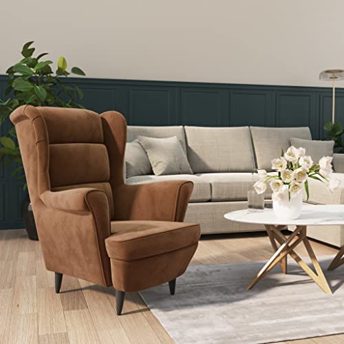 SDWEHO7 Ohrensessel, Gepolsterter Stuhl, Einzelsofa, Clubsessel, Fernsehsessel für Wohnzimmer, Schlafzimmer, Empfangsbereich, 78 x 90 x 96.5 cm Braun Samt SDWEHO7 Ohrensessel, Gepolsterter Stuhl, Einzelsofa, Clubsessel, Fernsehsessel für Wohnzimmer, Schlafzimmer, Empfangsbereich, 78 x 90 x 96.5 cm Braun Samt von SDWEHO7