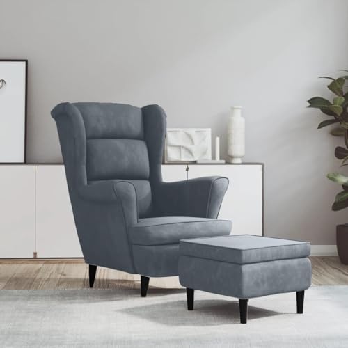 SDWEHO7 Ohrensessel mit Hocker, Gepolsterter Stuhl, Einzelsofa, Clubsessel, Fernsehsessel für Wohnzimmer, Schlafzimmer, Empfangsbereich, 78x90x96.5 cm Dunkelgrau Samt SDWEHO7 Ohrensessel mit Hocker, Gepolsterter Stuhl, Einzelsofa, Clubsessel, Fernsehsessel für Wohnzimmer, Schlafzimmer, Empfangsbereich, 78x90x96.5 cm Dunkelgrau Samt von SDWEHO7