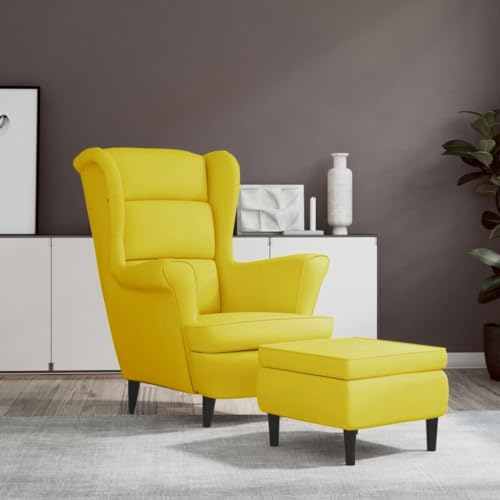 SDWEHO7 Ohrensessel mit Hocker, Gepolsterter Stuhl, Einzelsofa, Clubsessel, Fernsehsessel für Wohnzimmer, Schlafzimmer, Empfangsbereich, 78x90x96.5 cm Senfgelb Samt SDWEHO7 Ohrensessel mit Hocker, Gepolsterter Stuhl, Einzelsofa, Clubsessel, Fernsehsessel für Wohnzimmer, Schlafzimmer, Empfangsbereich, 78x90x96.5 cm Senfgelb Samt von SDWEHO7