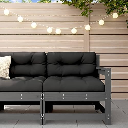 SDWEHO7 Outdoor Ecksofa Lounge Sofa Gartensofa Einzelsofa Terrassensofa Gartenlounge Sofa Gartenmöbel, Grau Massivholz Kiefer von SDWEHO7