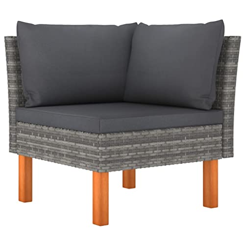 SDWEHO7 Outdoor Ecksofa Lounge Sofa Gartensofa Einzelsofa Terrassensofa Gartenlounge Sofa Gartenmöbel Poly Rattan und Eukalyptus Massivholz von SDWEHO7