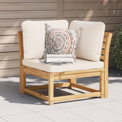 SDWEHO7 Outdoor Ecksofa Lounge Sofa Gartensofa Einzelsofa Terrassensofa Gartenlounge Sofa Gartenmöbel mit Kissen 73x73x65 cm Massivholz Akazie von SDWEHO7