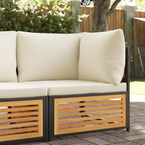SDWEHO7 Outdoor Ecksofa Lounge Sofa Gartensofa Einzelsofa Terrassensofa Gartenlounge Sofa Gartenmöbel mit Kissen Massivholz Akazie von SDWEHO7