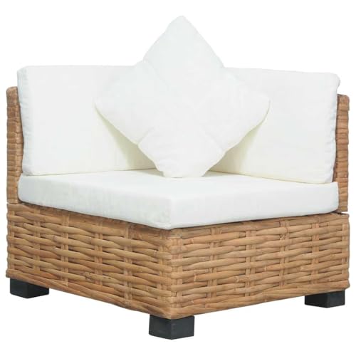 SDWEHO7 Outdoor Ecksofa Lounge Sofa Gartensofa Einzelsofa Terrassensofa Gartenlounge Sofa Gartenmöbel mit Kissen Natürliches Rattan von SDWEHO7