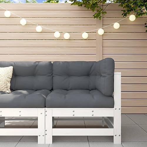SDWEHO7 Outdoor Ecksofa Lounge Sofa Gartensofa Einzelsofa Terrassensofa Gartenlounge Sofa Gartenmöbel mit Kissen Weiß Massivholz Kiefer von SDWEHO7