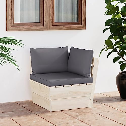 SDWEHO7 Outdoor Ecksofa Lounge Sofa mit Auflagen, Gartensofa Einzelsofa Terrassensofa Gartenlounge Sofa Gartenmöbel, Imprägniertes Fichtenholz von SDWEHO7