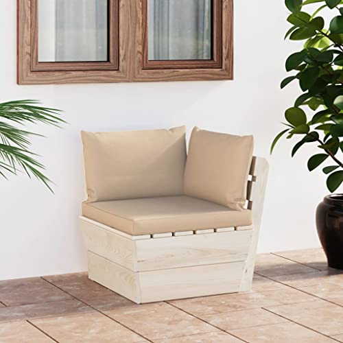 SDWEHO7 Outdoor Ecksofa Lounge Sofa mit Auflagen, Gartensofa Einzelsofa Terrassensofa Gartenlounge Sofa Gartenmöbel, Imprägniertes Fichtenholz von SDWEHO7