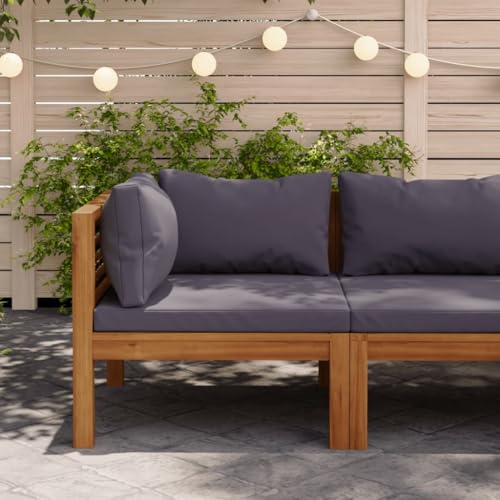 SDWEHO7 Outdoor Ecksofa Lounge Sofa mit Auflagen, Gartensofa Einzelsofa Terrassensofa Gartenlounge Sofa Gartenmöbel, Massivholz Akazie von SDWEHO7
