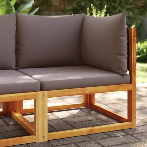 SDWEHO7 Outdoor Ecksofa Lounge Sofa mit Auflagen, Gartensofa Einzelsofa Terrassensofa Gartenlounge Sofa Gartenmöbel für Terrasse Balkon, Massivholz Akazie von SDWEHO7