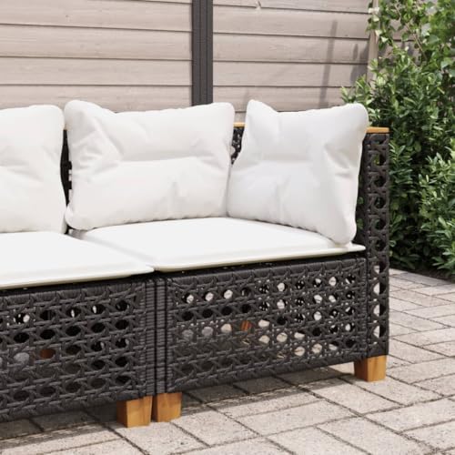 SDWEHO7 Outdoor Ecksofa Lounge Sofa mit Auflagen, Gartensofa Einzelsofa Terrassensofa Gartenlounge Sofa Gartenmöbel für Terrasse Balkon, Schwarz Poly Rattan von SDWEHO7