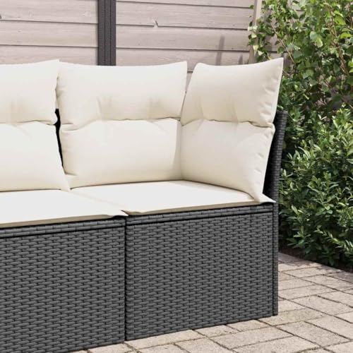SDWEHO7 Outdoor Ecksofa Lounge Sofa mit Auflagen, Gartensofa Einzelsofa Terrassensofa Gartenlounge Sofa Gartenmöbel für Terrasse Balkon, Schwarz Poly Rattan von SDWEHO7