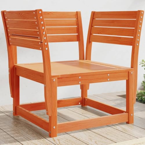 SDWEHO7 Outdoor Stuhl Gartenstühl mit Armlehnen, Gartenstuhl Esszimmerstuhl Balkon Terrasse Sessel Bistrostuhl, 83 x 73 x 78 cm Wachsbraun Massivholz Kiefer von SDWEHO7