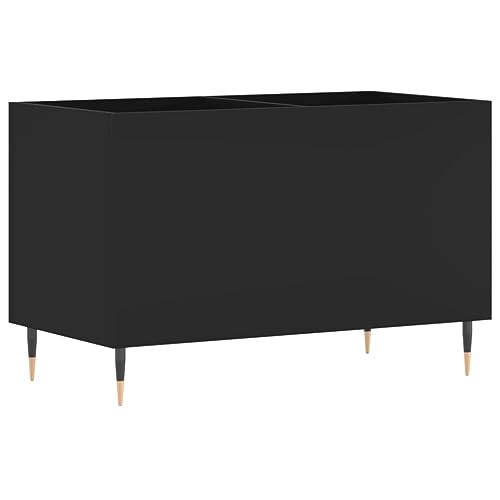 SDWEHO7 Plattenschrank mit 2 offenen Schränken, Beistellschrank für Wohnzimmer, Aktenschrank für Büro, Schallplatten Aufbewahrung Regal, LP Schrank, Schwarz 74,5x38x48 cm von SDWEHO7
