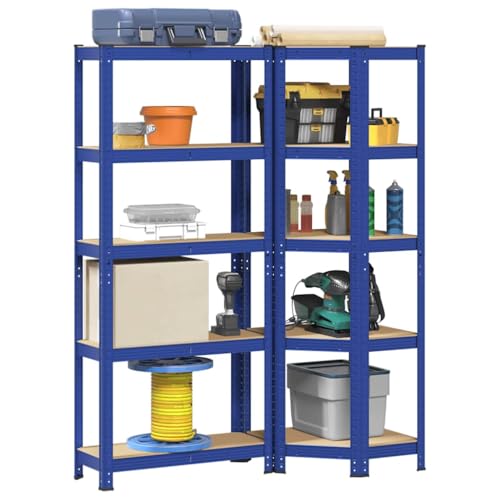 SDWEHO7 Regal-Set mit 5 verstellbare Böden, 2er Set, Enthält 1 Rechteckiges Regal und 1 Eckregal, Schwerlastregal für Keller, Garage, Lagerhaus, Blau Stahl & Holzwerkstoff SDWEHO7 Regal-Set mit 5 verstellbare Böden, 2er Set, Enthält 1 Rechteckiges Regal und 1 Eckregal, Schwerlastregal für Keller, Garage, Lagerhaus, Blau Stahl & Holzwerkstoff von SDWEHO7