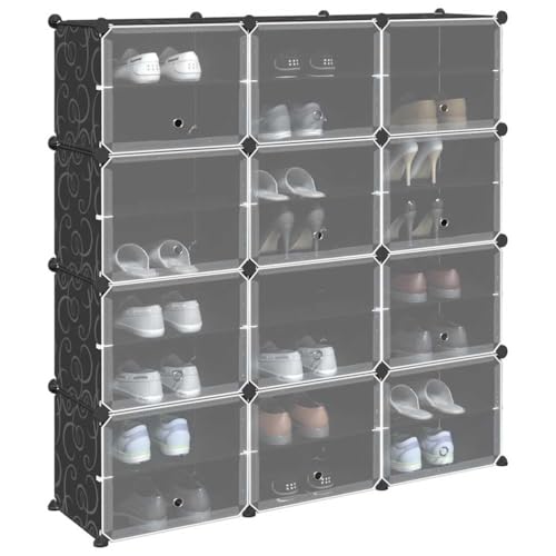 SDWEHO7 Regalsystem mit 12 Würfeln und Türen, Organizer für Wohnzimmer, Aufbewahrungsregal für Schlafzimmer, Badezimmer, 124.5 x 31.5 x 123.5 cm Schwarz PP SDWEHO7 Regalsystem mit 12 Würfeln und Türen, Organizer für Wohnzimmer, Aufbewahrungsregal für Schlafzimmer, Badezimmer, 124.5 x 31.5 x 123.5 cm Schwarz PP von SDWEHO7