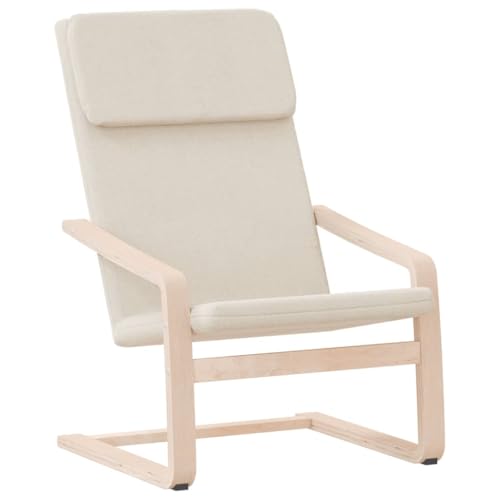 SDWEHO7 Relaxsessel, Beistellstuhl, Modern Freizeitstuhl Gepolstert mit Massivholzrahmen, Stofflesestuhl Für Wohnzimmer, Esszimmer, 59x82x98 cm Creme Stoff von SDWEHO7
