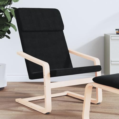 SDWEHO7 Relaxsessel, Beistellstuhl, Modern Freizeitstuhl Gepolstert mit Massivholzrahmen, Stofflesestuhl Für Wohnzimmer, Schlafzimmer, 59x82x98 cm Schwarz Stoff von SDWEHO7