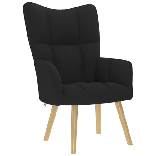 SDWEHO7 Relaxsessel, Beistellstuhl, Modern Freizeitstuhl Gepolstert mit Massivholzrahmen, Stofflesestuhl Für Wohnzimmer, Schlafzimmer, 61.5x69x95.5 cm Schwarz Stoff von SDWEHO7