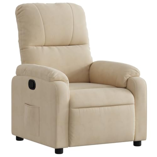 SDWEHO7 Relaxsessel, Fernsehsessel mit Liegefunktion, Polstersessel mit Seitentasche für Wohnzimmer, Schlafzimmer, 75x89.5x103.5 cm Creme Mikrofasergewebe von SDWEHO7