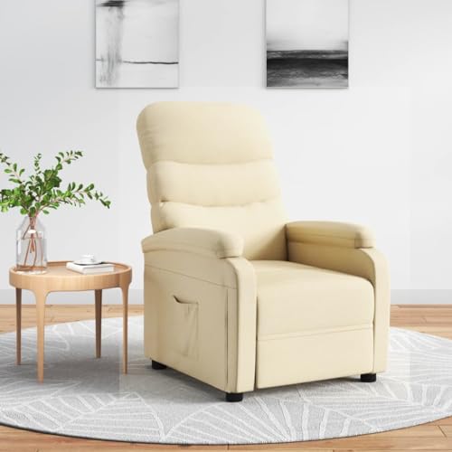 SDWEHO7 Relaxsessel, Fernsehsessel mit Liegefunktion, Polstersessel mit Seitentasche für Wohnzimmer, Schlafzimmer, Büro, 75 x 91 x 101 cm Creme Stoff SDWEHO7 Relaxsessel, Fernsehsessel mit Liegefunktion, Polstersessel mit Seitentasche für Wohnzimmer, Schlafzimmer, Büro, 75 x 91 x 101 cm Creme Stoff von SDWEHO7