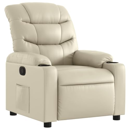 SDWEHO7 Relaxsessel, Fernsehsessel mit Liegefunktion, Polstersessel mit Seitentasche für Wohnzimmer, Schlafzimmer, Büro, 75.5x93x99.5 cm Creme Kunstleder SDWEHO7 Relaxsessel, Fernsehsessel mit Liegefunktion, Polstersessel mit Seitentasche für Wohnzimmer, Schlafzimmer, Büro, 75.5x93x99.5 cm Creme Kunstleder von SDWEHO7