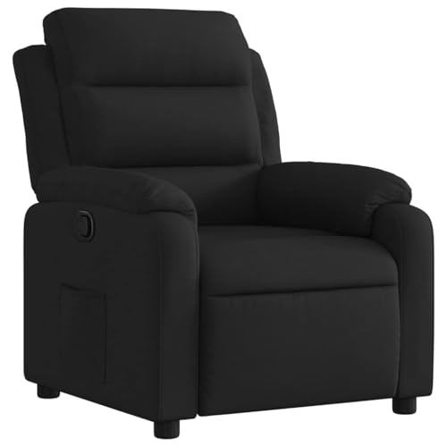 SDWEHO7 Relaxsessel, Fernsehsessel mit Liegefunktion, Polstersessel mit Seitentasche für Wohnzimmer, Schlafzimmer, Büro, 75x92.5x100 cm Schwarz Stoff von SDWEHO7