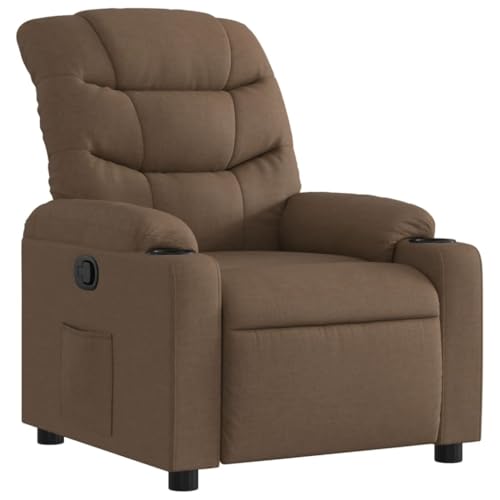 SDWEHO7 Relaxsessel, Fernsehsessel mit Liegefunktion, Polstersessel mit Seitentasche und Getränkehalter für Wohnzimmer, Büro, 75.5x93x99.5 cm Braun Stoff SDWEHO7 Relaxsessel, Fernsehsessel mit Liegefunktion, Polstersessel mit Seitentasche und Getränkehalter für Wohnzimmer, Büro, 75.5x93x99.5 cm Braun Stoff von SDWEHO7
