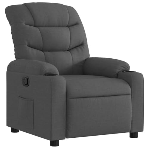 SDWEHO7 Relaxsessel, Fernsehsessel mit Liegefunktion, Polstersessel mit Seitentasche und Getränkehalter für Wohnzimmer, Büro, 75.5x93x99.5 cm Dunkelgrau Stoff SDWEHO7 Relaxsessel, Fernsehsessel mit Liegefunktion, Polstersessel mit Seitentasche und Getränkehalter für Wohnzimmer, Büro, 75.5x93x99.5 cm Dunkelgrau Stoff von SDWEHO7