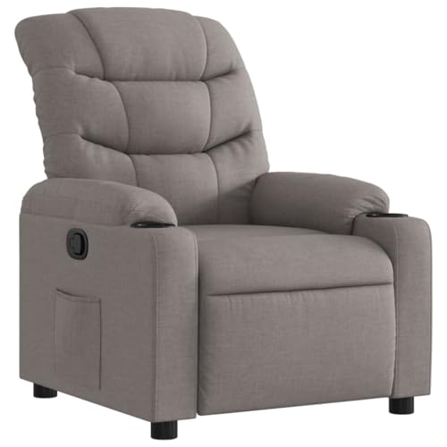 SDWEHO7 Relaxsessel, Fernsehsessel mit Liegefunktion, Polstersessel mit Seitentasche und Getränkehalter für Wohnzimmer, Büro, 75.5x93x99.5 cm Taupe Stoff SDWEHO7 Relaxsessel, Fernsehsessel mit Liegefunktion, Polstersessel mit Seitentasche und Getränkehalter für Wohnzimmer, Büro, 75.5x93x99.5 cm Taupe Stoff von SDWEHO7