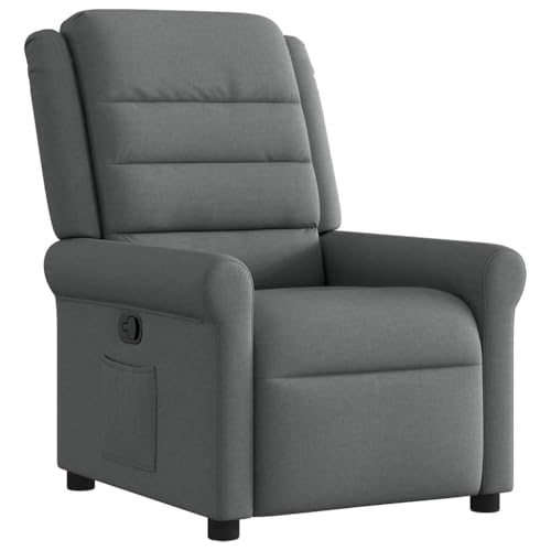 SDWEHO7 Relaxsessel, Fernsehsessel mit Verstellbare Rückenlehne, Polstersessel mit Seitentasche für Wohnzimmer, Schlafzimmer, 73x91.5x102.5 cm Dunkelgrau Stoff von SDWEHO7