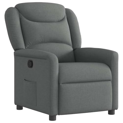SDWEHO7 Relaxsessel, Fernsehsessel mit Verstellbare Rückenlehne, Polstersessel mit Seitentasche für Wohnzimmer, Schlafzimmer, 78x95x100 cm Dunkelgrau Stoff von SDWEHO7