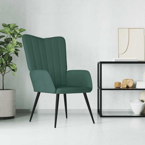 SDWEHO7 Relaxsessel, Modern Freizeitstuhl Gepolstert mit Metallrahmen, Lesesessel Für Wohnzimmer, Schlafzimmer, Robust und langlebig, 61x70x96.5 cm Dunkelgrün Samt von SDWEHO7