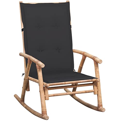 SDWEHO7 Schaukelstuhl mit Anthrazit Kissen, Bequeme Gartensitzplätze für Garten, Pool, Balkon & Terrasse, Robust und langlebig, 66 x 86 x 105 cm Bambus von SDWEHO7