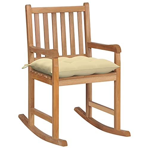 SDWEHO7 Schaukelstuhl mit Cremeweiß Kissen, Bequeme Gartensitzplätze für Garten, Balkon & Terrasse, Robust und langlebig, 58 x 92,5 x 106 cm Massivholz Teak SDWEHO7 Schaukelstuhl mit Cremeweiß Kissen, Bequeme Gartensitzplätze für Garten, Balkon & Terrasse, Robust und langlebig, 58 x 92,5 x 106 cm Massivholz Teak von SDWEHO7