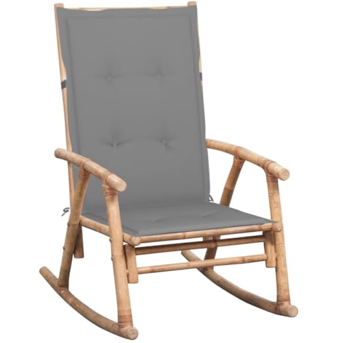 SDWEHO7 Schaukelstuhl mit Grau Kissen, Bequeme Gartensitzplätze für Garten, Pool, Balkon & Terrasse, Robust und langlebig, 66 x 86 x 105 cm Bambus von SDWEHO7